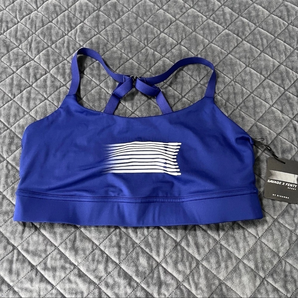Savage X Fenty Sport Bra Women 2X Athletic Unlined Blue B13
